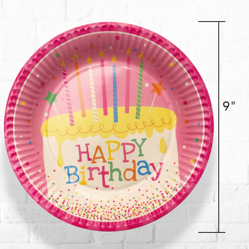 Pink Birthday Party Plate 9inches - 6count / pack