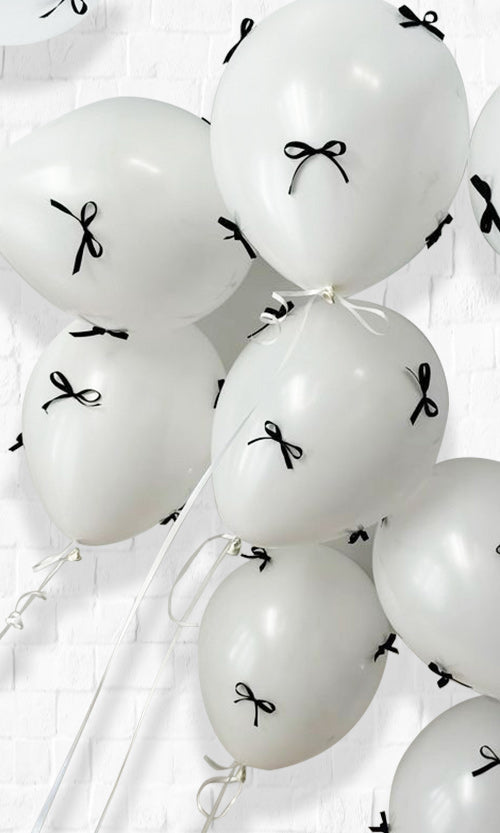 16inches  White Balloon with Satin Bow - Ceiling Balloons PRE-ORDER One day in Advance