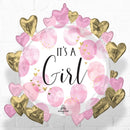 SuperShape Baby Girl Pink  WaterColor Foil Balloons - Helium Filled