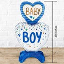 Baby Boy Heart Stuck Blue Foil Balloon Balloon Standee - NON FLYING