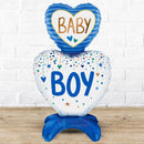 Baby Boy Heart Stuck Blue Foil Balloon Balloon Standee - NON FLYING