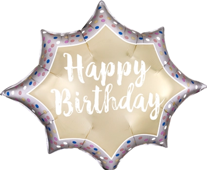 Happy Birthday Satin Gold Burst Foilballoon