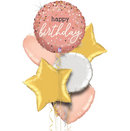 Rose Gold Happy Birthday  all foil balloon bouquet with weight