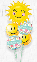 Sunshine Smile Face Feel Better Soon Floral Balloon Bouquet