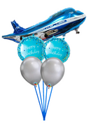 Airplane Blue Happy Birthday Balloon Bouquet With weight