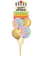 Candles Stars Birthday Cake Balloon Bouquet
