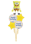 Sponge Bob Square Birthday Foil Balloon Bouquet