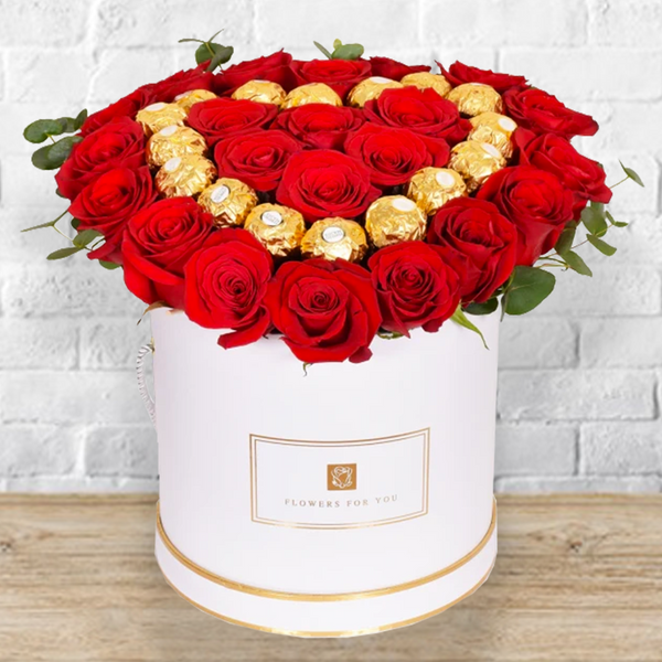 Heart Shape Roses and Rocher Chocolates