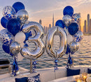 Any Two Number Blue & silver with Confetti Balloon Bouquet