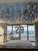 Chrome silver & pale  Blue Balloon With Any Two Number Yacht indoor Decoration