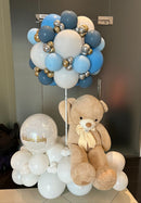 Luxury Welcome Baby Balloon & Big Teddy Bear  Arrangement Custom text