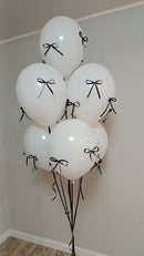 Aesthetic White  Balloon with Satin Bow 7pcs  with weight