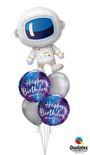 Adorable Astronaut Galaxy birthday balloon bouquet with weight