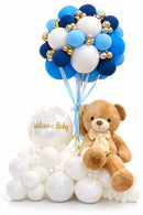 Luxury Welcome Baby Balloon & Big Teddy Bear  Arrangement Custom text