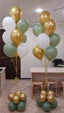 Chrome gold ,Eucalyptus & White Latex Balloon Set of 2