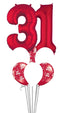 Ruby Red & white  any Two number Birthday balloon with weight