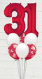 Ruby Red & white  any Two number Birthday balloon with weight