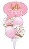 Hello Baby Girl balloon bouquet with weight