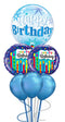 Birthday Blue Starburst Sparkle Blue Chrome Latex Balloon Bouquet