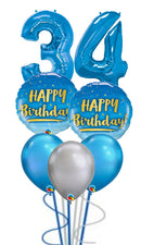 Two Number Birthday Scribble Chrome Balloon Bouquet