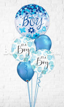 Jumbo Baby Boy Confetti Dots & Chrome Balloon Bouquet