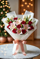 Soft Rose Harmony With Lilies hand Bouquet