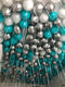 Chrome silver, white & blue ceiling balloon