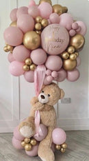 Custom Text Baby Girl Arrangement With Teddy - PRE ORDER