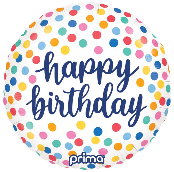 Round Happy Birthday Colorful Confetti 18 inch Foil Balloon