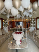 Champagne Chrome & White Balloon Bouquet With Weight