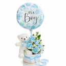 Baby boy flower & balloon With teddy