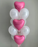 Pearl White & Dark Pink Heart balloon Bouquet