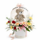 Luxury Teddy Balloon Flower Arrangement – Premium Birthday Gift Box