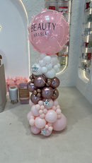 Aesthetic Balloon Pillar pink Balloon with Satin Bow Custom Text Personalized Bubbles- PRE ORDER