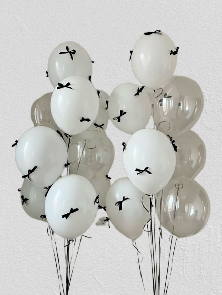 White & Clear Aesthetic Theme Helium Balloons  Bouquet Set of 2