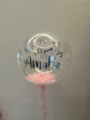 28inches Personalized Clear Bubble  Balloons  with Feather Stuff inside  PRE-ORDER 1DAY In Advance