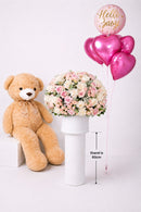Luxury Baby Girl  Balloon & Flower Arrangement With teddy