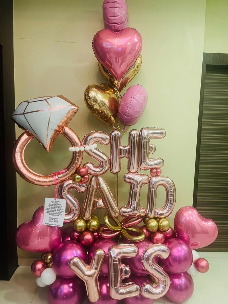 She said yes balloon arrangement