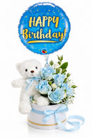Birthday Teddy, Flowers & Balloons