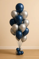 Chrome  silver & Midnight Blue 20pcs  Balloon Bouquet With weight
