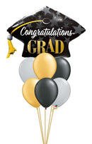 Congratulations Grad Balloon gold, black &silver  Bouquet with weight