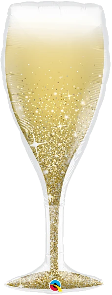 Golden Bubbly Wine Glass Foil Balloon
