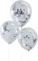 Silver colour CONFETTI balloon 3pcs