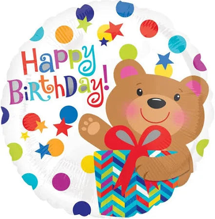 Happy Birthday Bear Gift Foil Balloon 18in