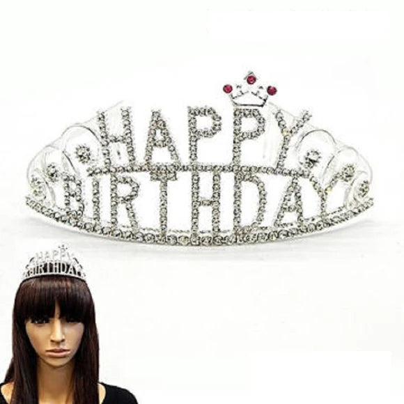 Tiara Crystal Crown Headband-SILVER Birthday Party Favors Accessories