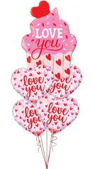 Love You Cupcake Shape & Heart Love You Confetti Hearts