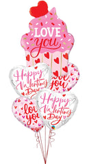 Love You Cupcake Shape &  Valentine Balloon Bouquet
