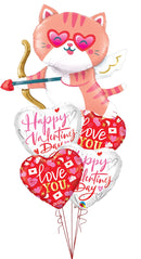 Cute Cat Cupid Shape & Valentines day Balloon Bouquet