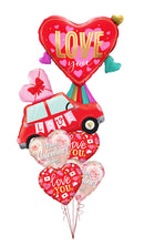 Love Car Shape & Love You Ruffle Collar Heart Shape Balloon Bouquet