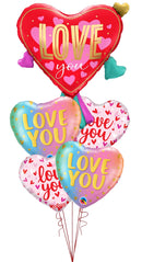 Love You Ruffle Collar Heart Shape & Pastel heart  All Foil Balloon Bouquet